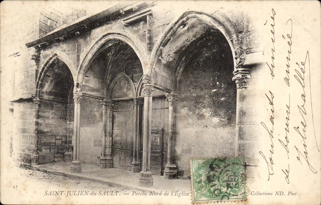 Saint Julien de Sault CPA Porch northern of the church