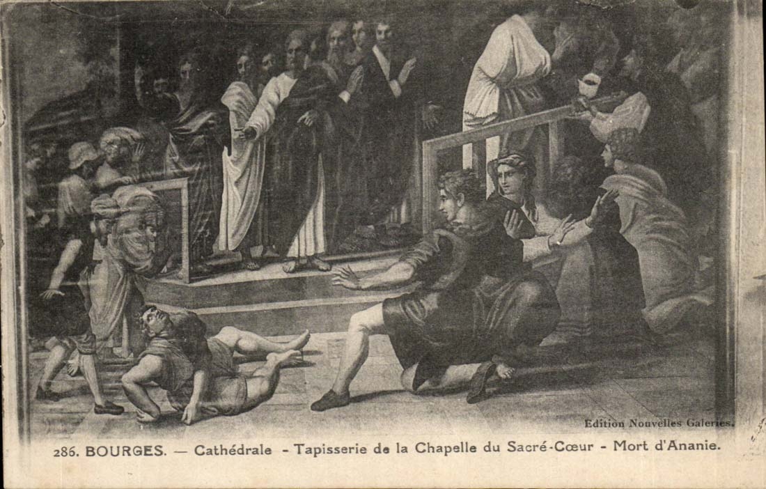 Bourges CPA Cathedral Tapestry of the vault of the Sacring Dead Heart of Ananie