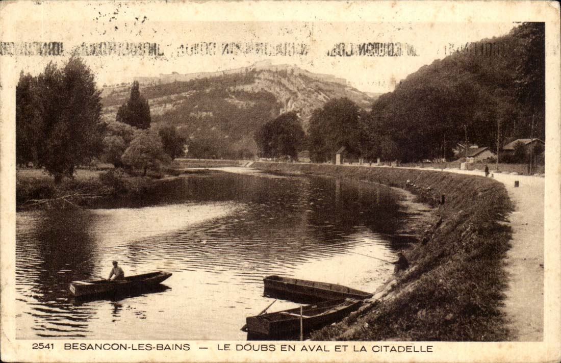 Besancon les Bains CPA Doubs downstream and the citadel