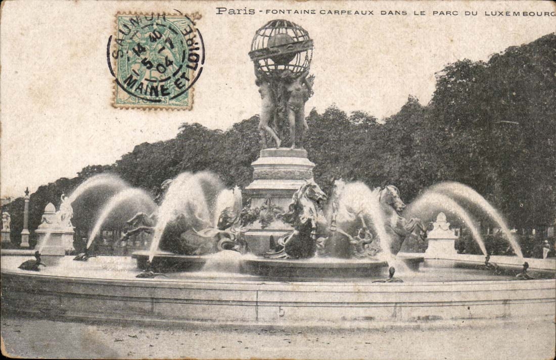 Paris CPA cArpeaux Fountain in the park of Luxembourg