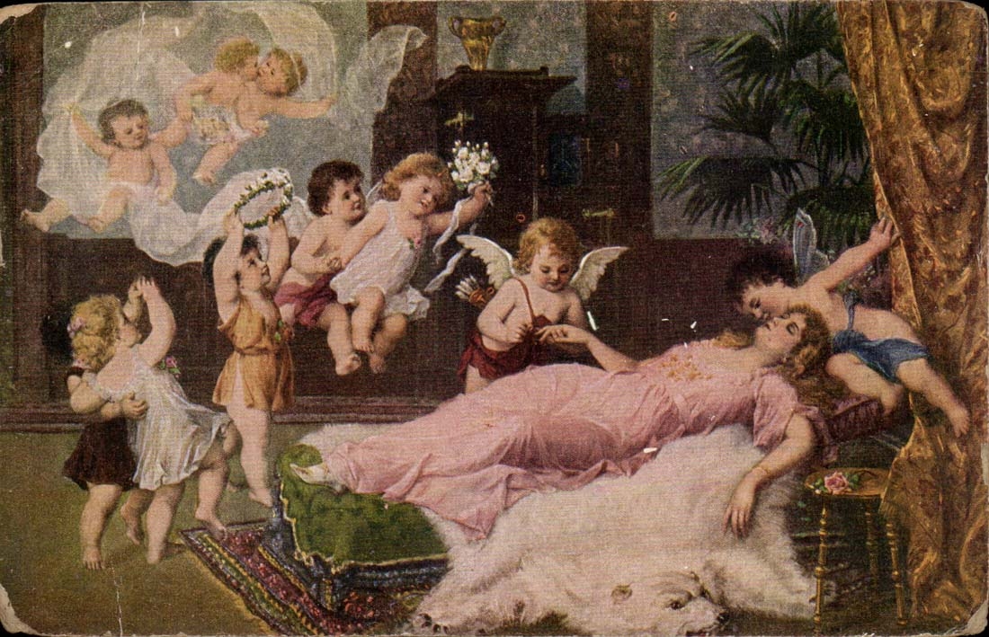 CPA Peinture Dreams of wedding (angels angel)