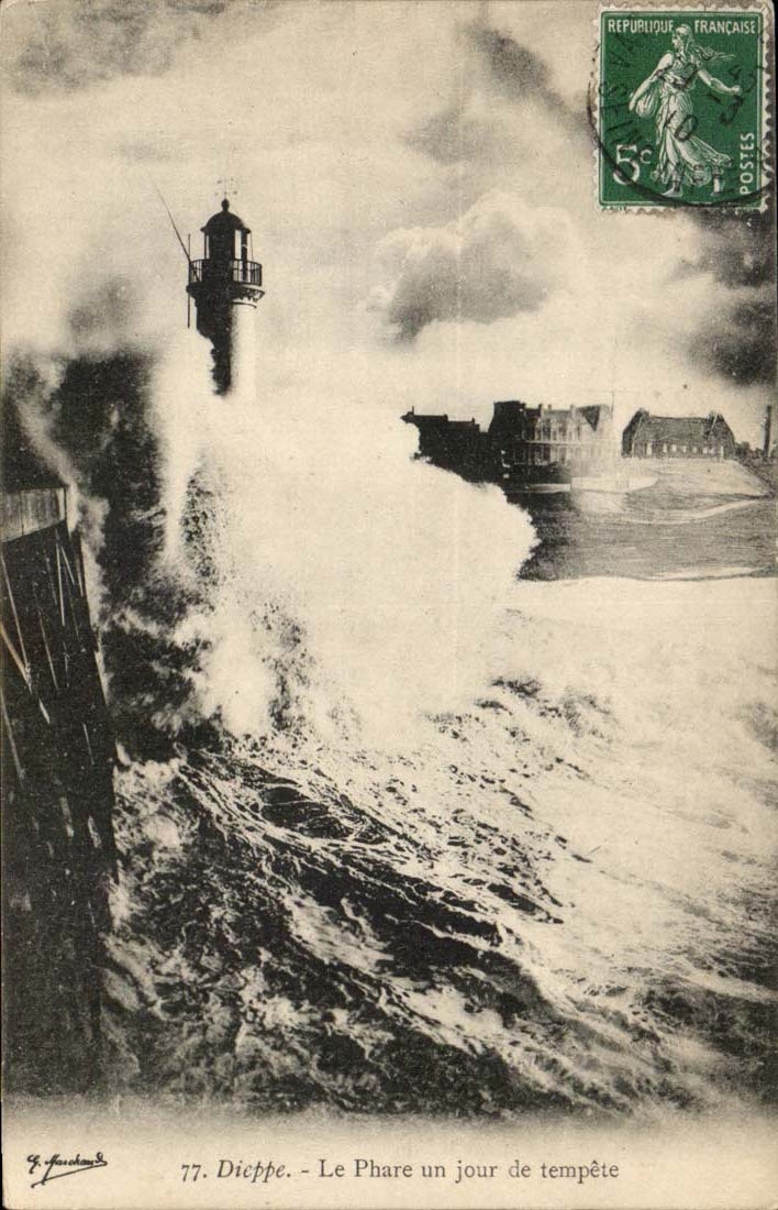 Dieppe CPA der Scheinwerfer ein Tag des Sturms (Leuchtturm)