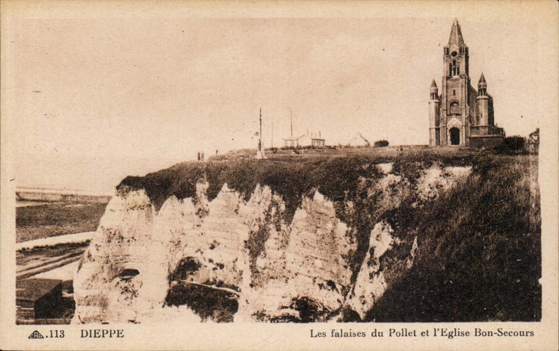 Dieppe CPA Klippen von Pollet und von Kirche guten Hilfe