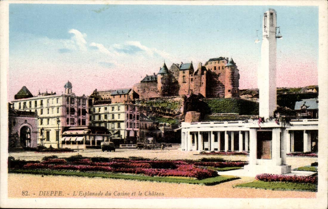 Dieppe CPA der Esplanade des Kasinos und des Schlosses
