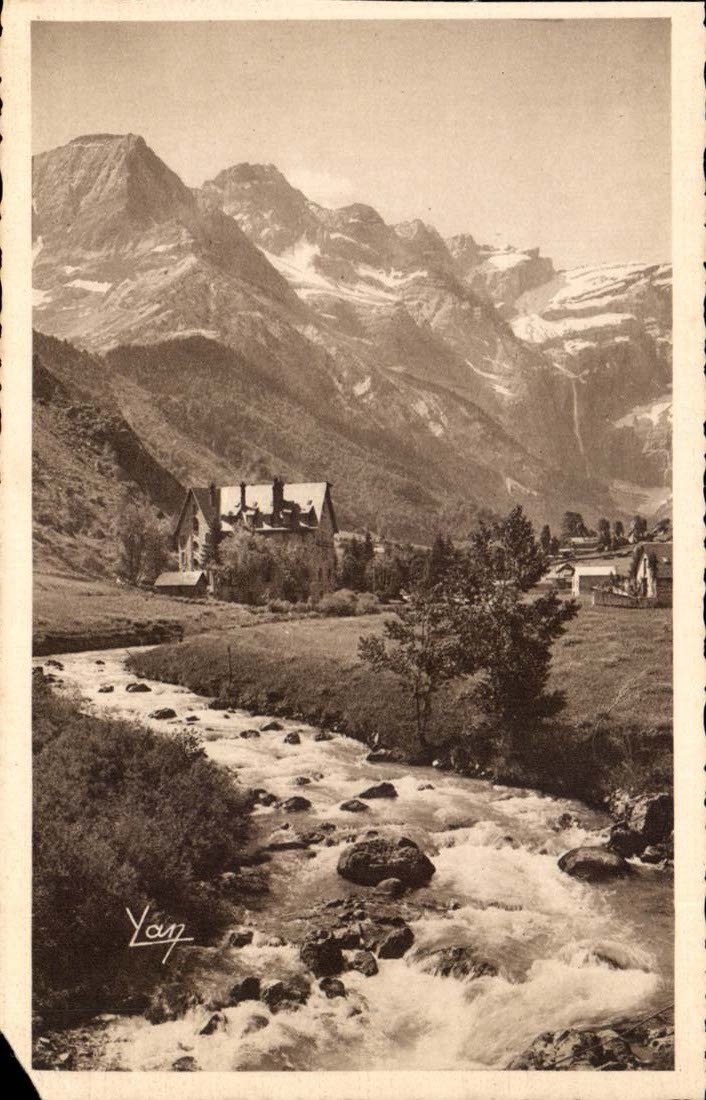 Gavarnie CPA Gave and the hotel of Vignemale
