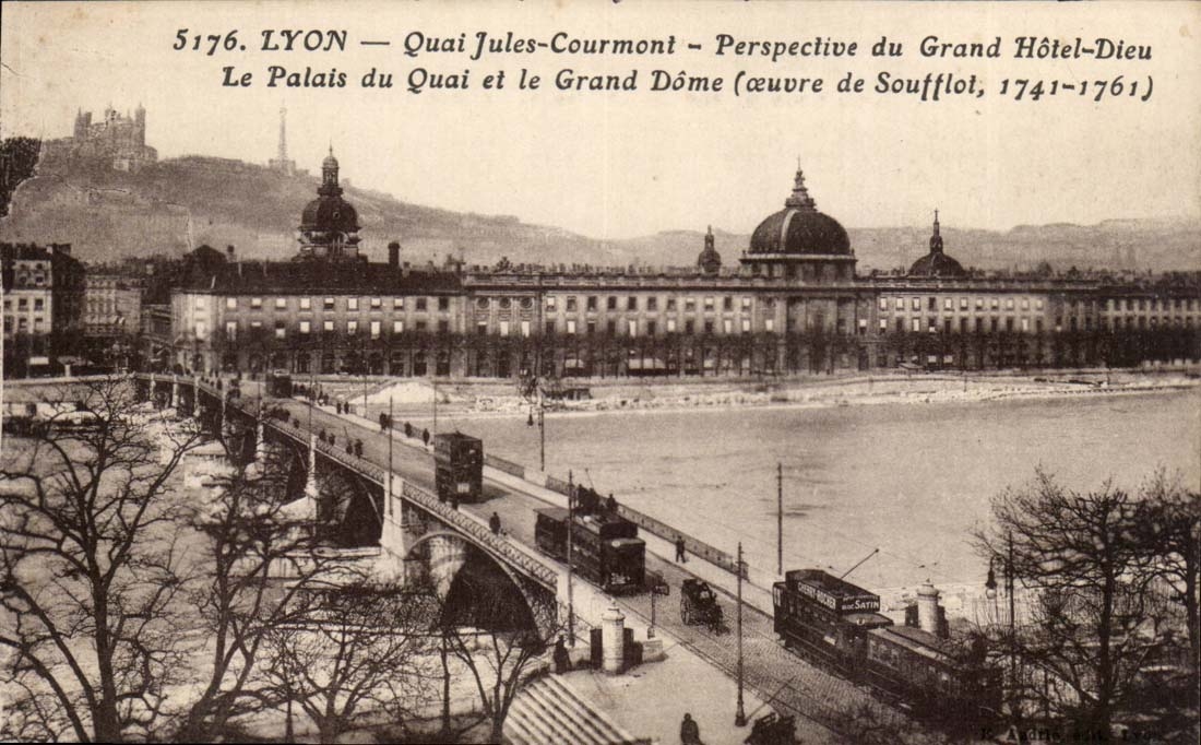 Ansicht Lyon-CPA Quay Jules Courmont des grossen Hotel-Gottes (Arbeit von Soufflot)