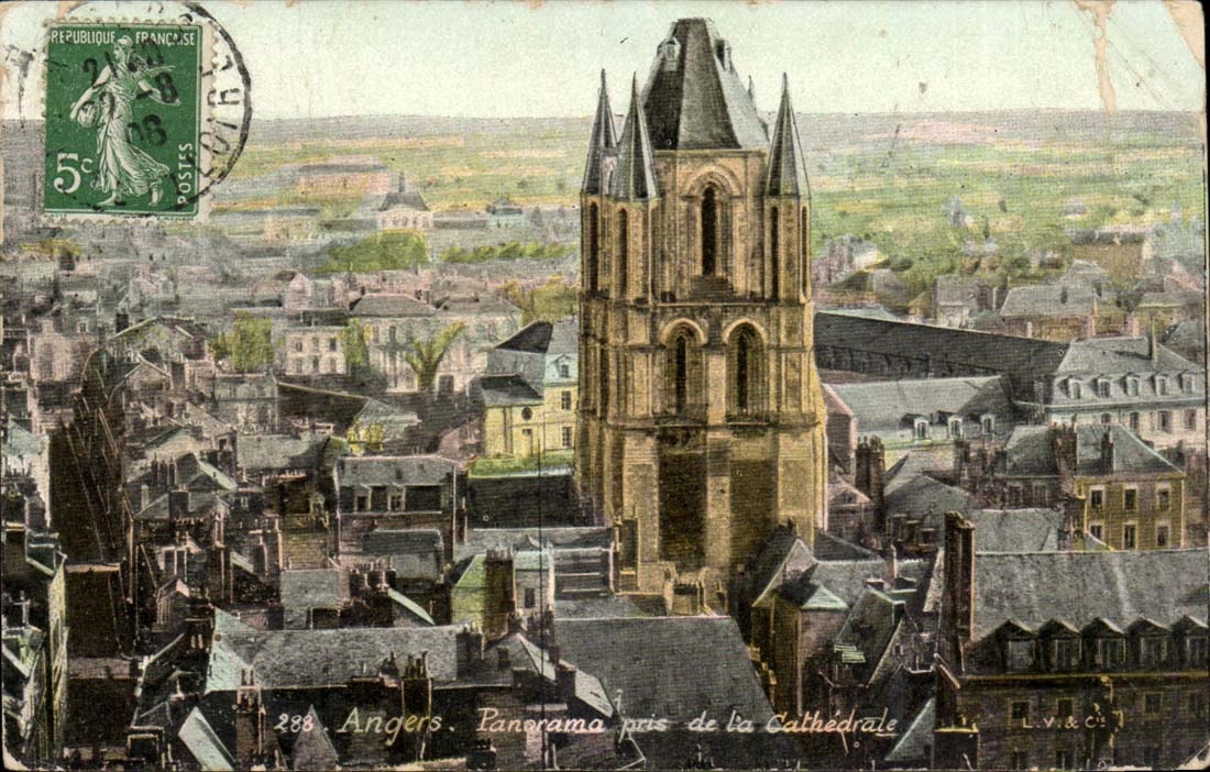 CPA Angers panorama taken of the cathedral