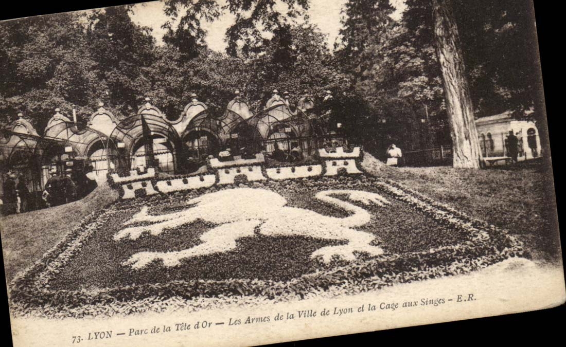 Lyon CPA Park of the gold Head weapons of the villed E Lyon and the cage with the monkeys