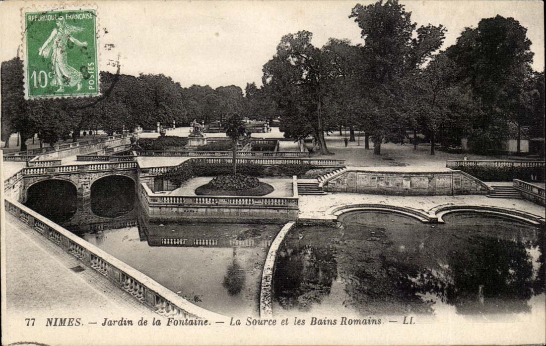 Nimes - Garten von Fontainr die Quelle von les Bains romischem - CPA