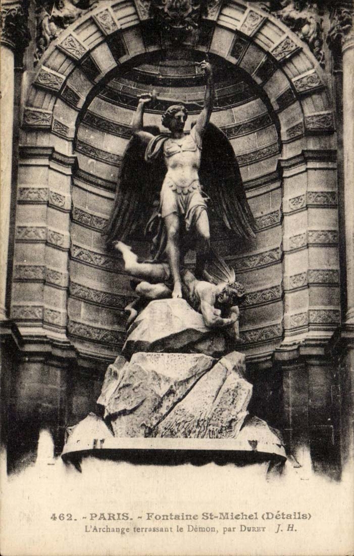 Paris 5 - Boulevard Saint Michel Fountain - the Archangel embanking the demon by Durey - CPA