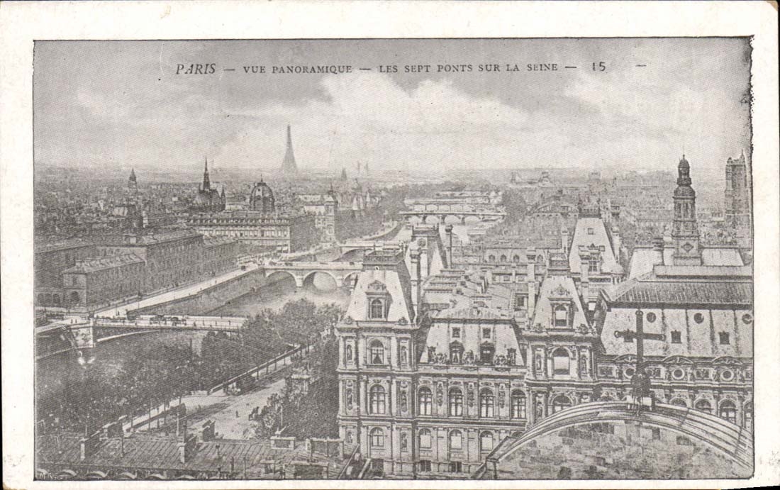 Paris - panoramische Ansicht - sieben Brucken auf dem Seine - CPA