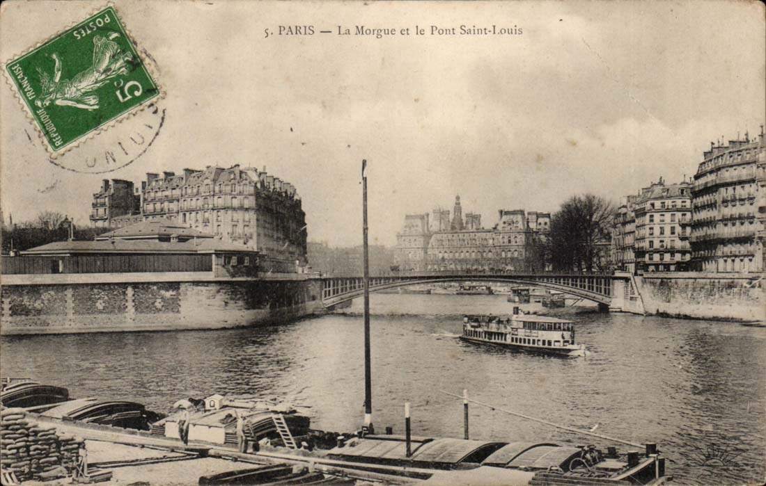 Paris - die Leichenhalle und die Brucke St Louis - CPA