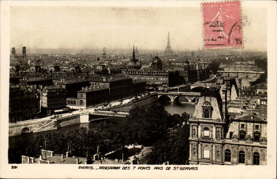 Paris - Panorama der 7 Brucken genommen von Str Gervais - CPA