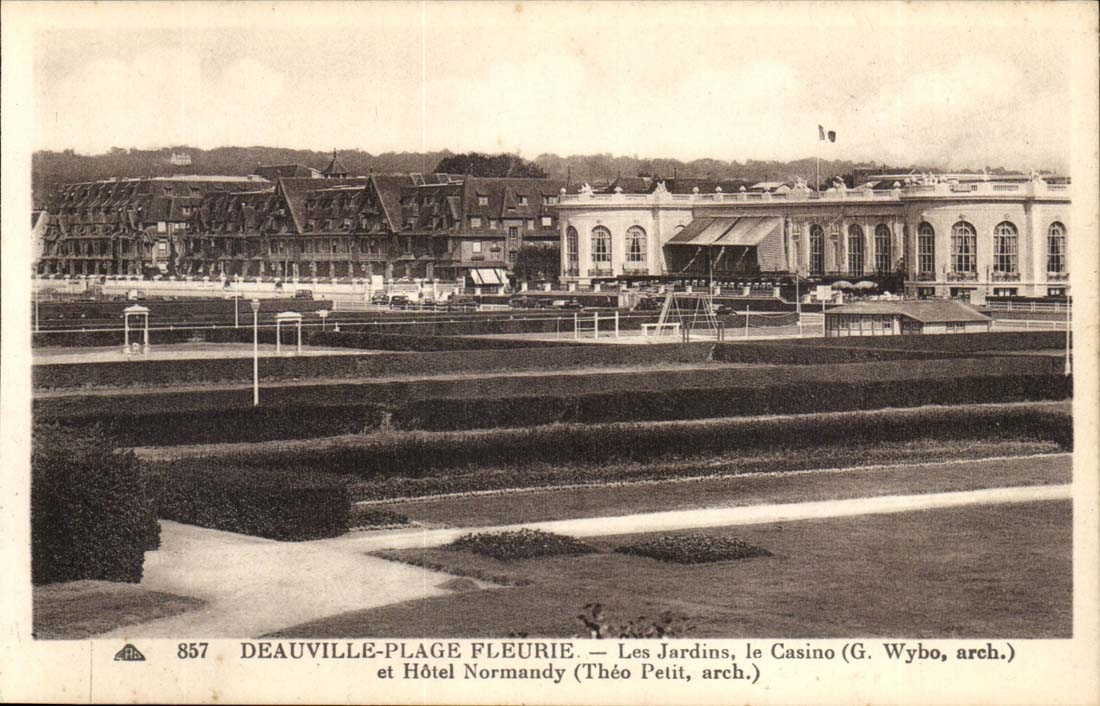 Deauville flowered Beach CPA gardens the casino and Normandy Hotel