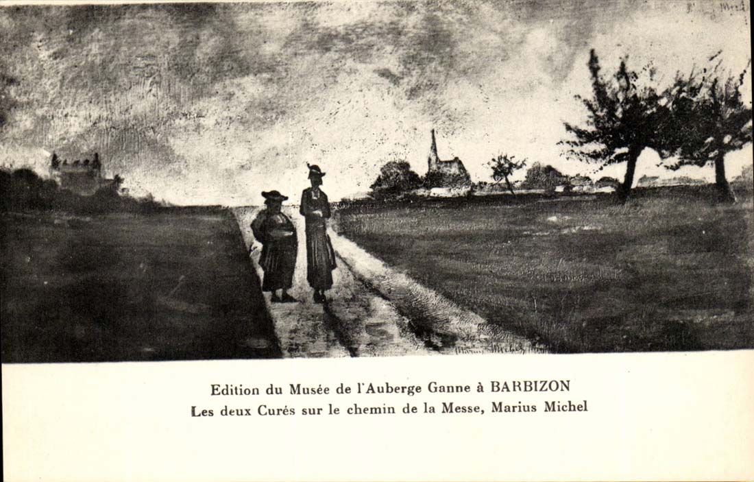 Ausgabe des Museums des Ganne Gasthauses hat Barbizon CPA die zwei Heilungen auf der Alweisenmasse Marius Michel