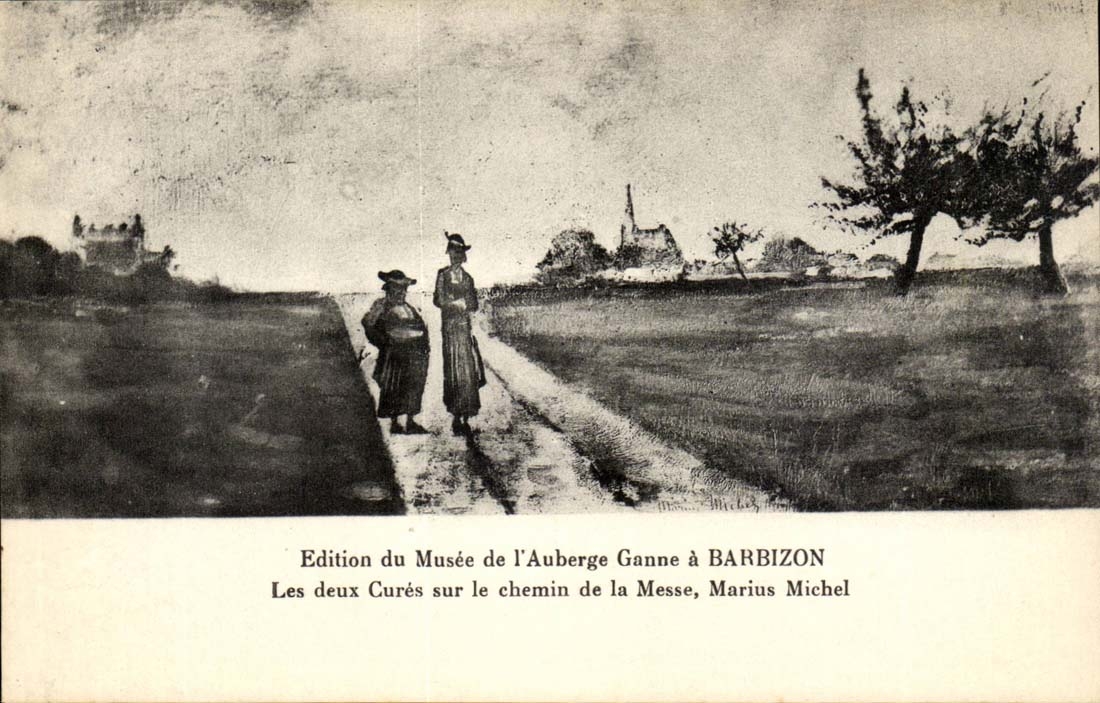 Ausgabe des Museums des Ganne Gasthauses hat Barbizon CPA die zwei Heilungen auf der Alweisenmasse Marius Michel