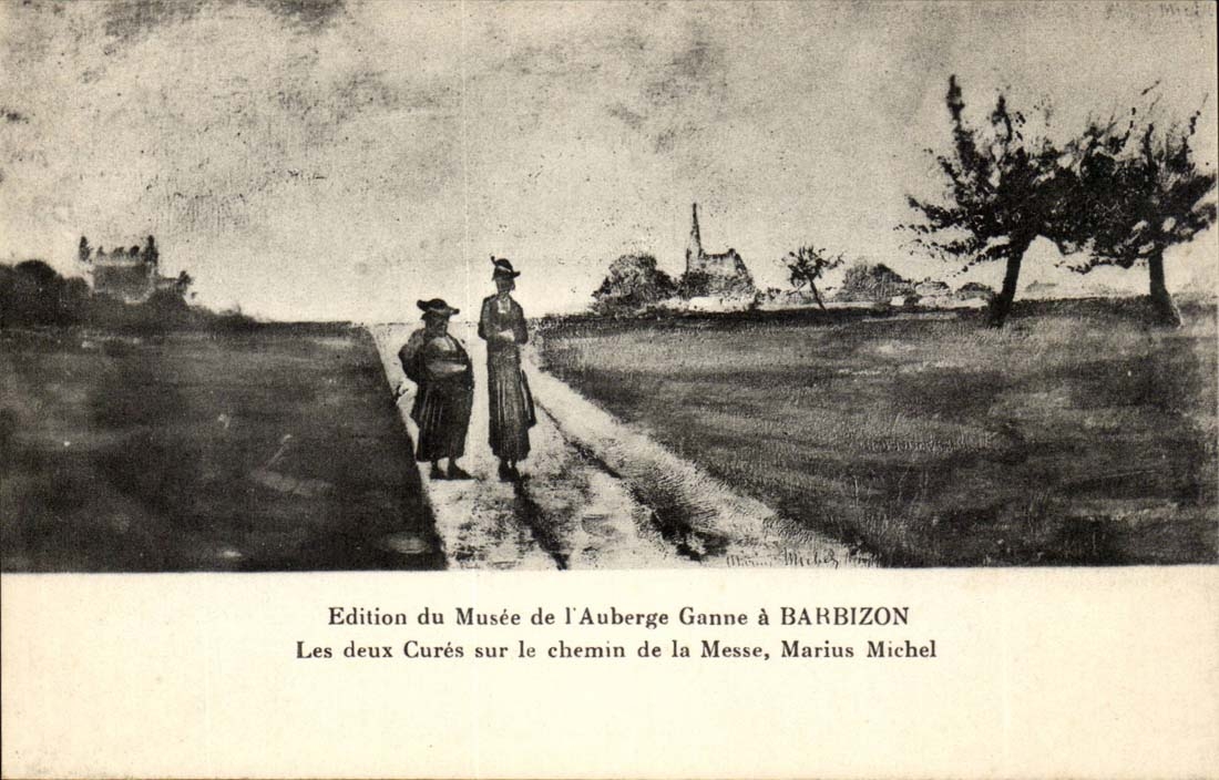 Ausgabe des Museums des Ganne Gasthauses hat Barbizon CPA die zwei Heilungen auf der Alweisenmasse Marius Michel