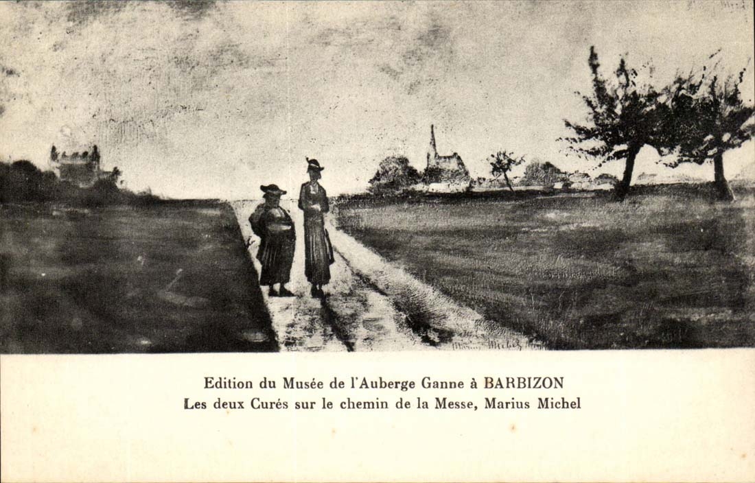 Ausgabe des Museums des Ganne Gasthauses hat Barbizon CPA die zwei Heilungen auf der Alweisenmasse Marius Michel