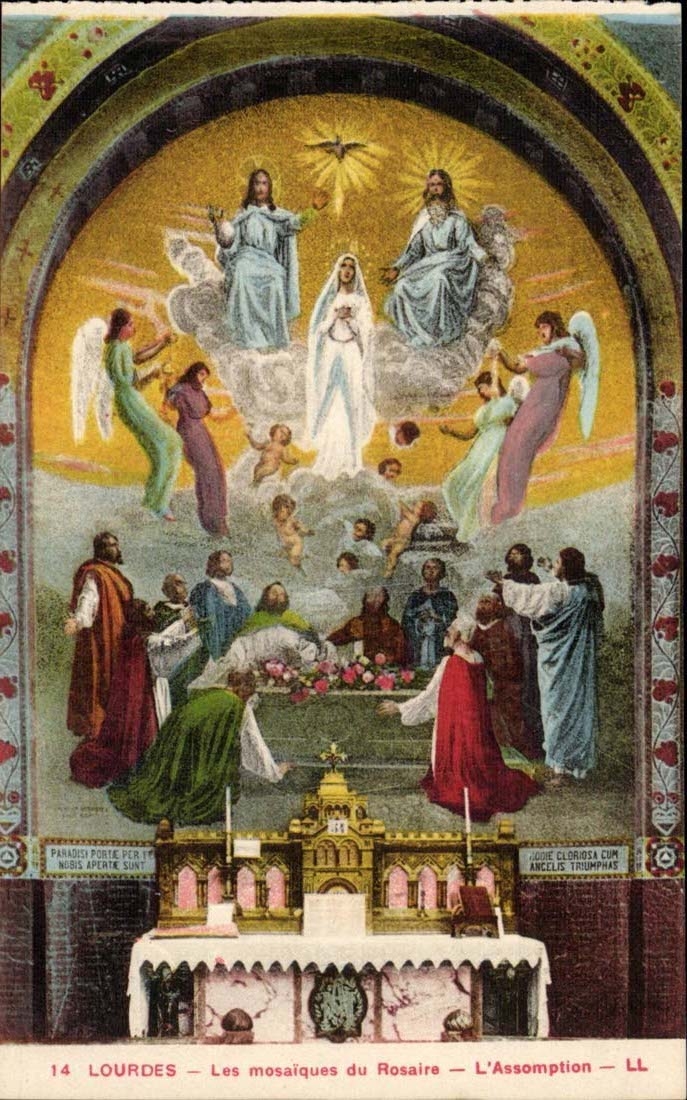 Lourdes CPA Mosaiken des Rosenbeetes die Annahme