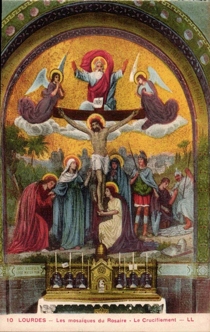 Lourdes CPA Mosaiken der Rosenbeet-Kreuzigung
