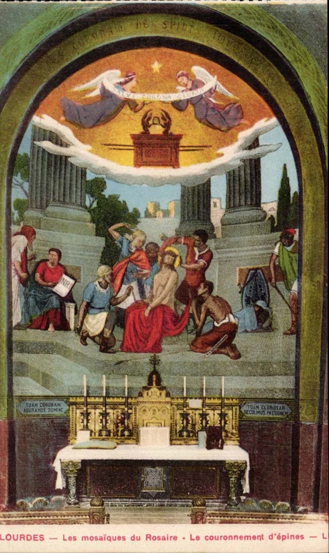 Lourdes CPA Mosaiken des Rosenbeetes das Kronen der Dorne