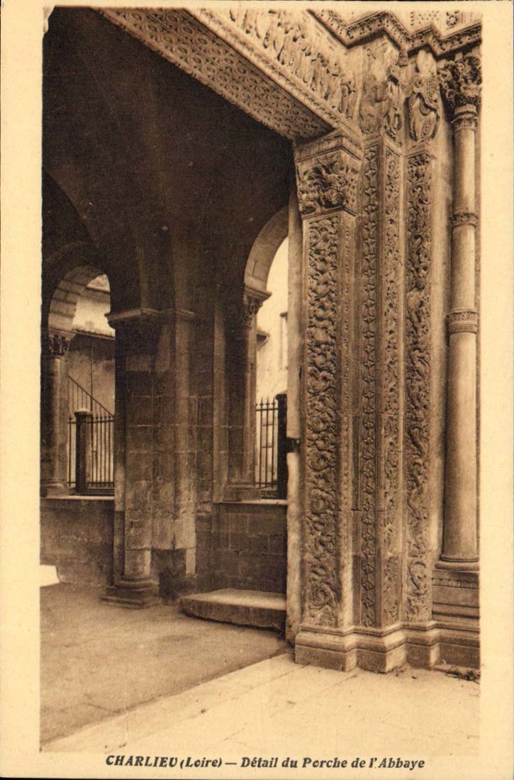 Charlieu CPA Detail of the porch of the abbey