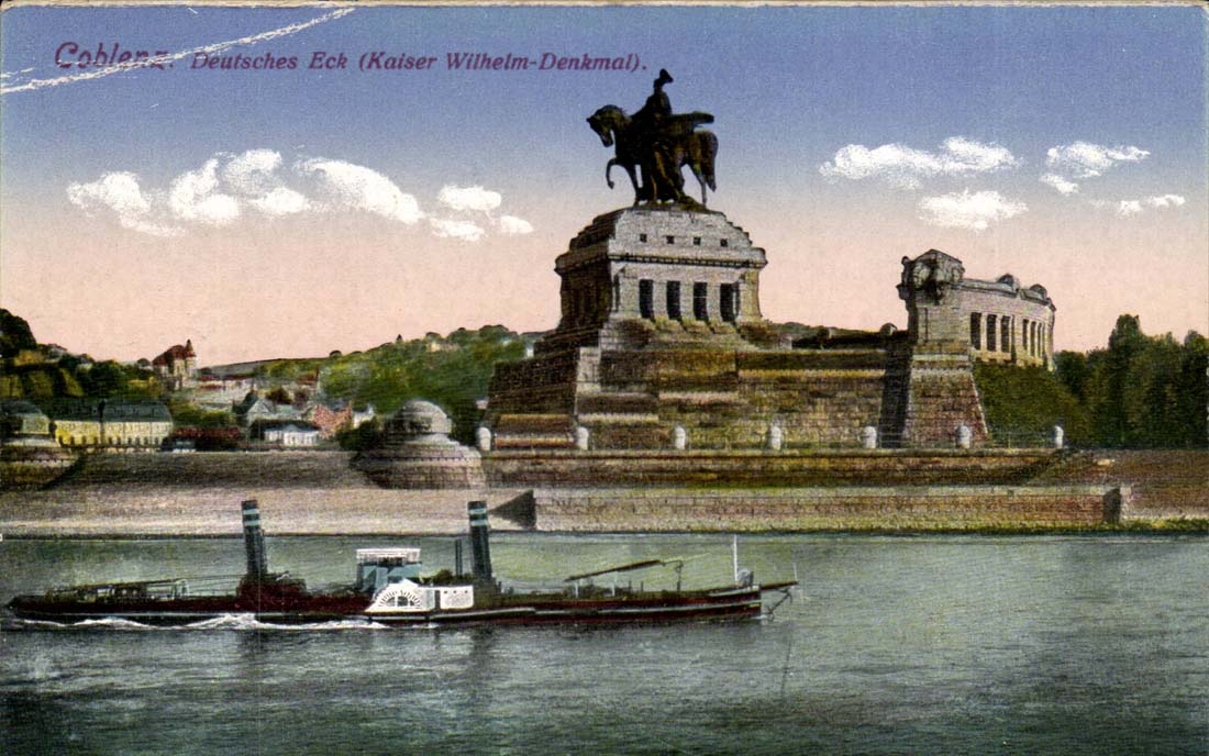 Germany Coblenz CPA Deutsches Eck (Kaiser Wilhelm Denkmal)