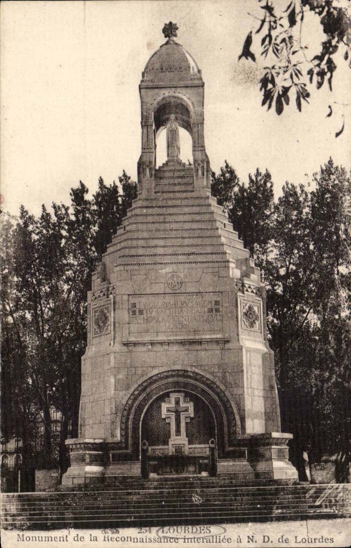 Lourdes CPA Monument of the interallied Recognition has ND of Lourdes
