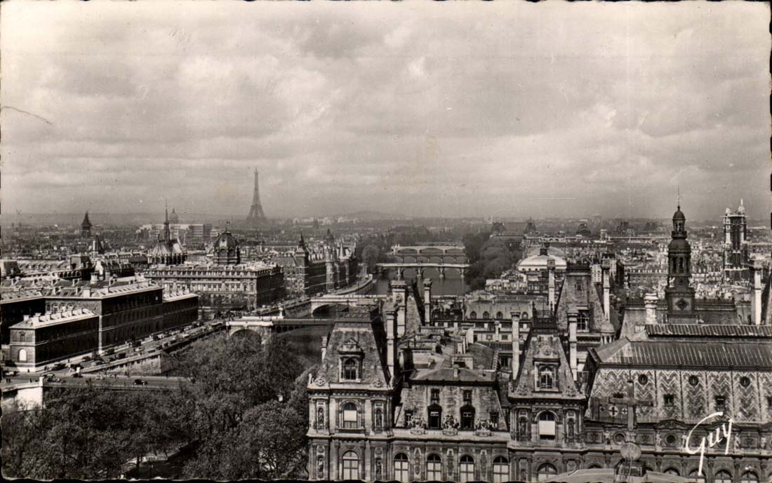 Paris CPA die Aussicht fur die sieben Brucken Rathaus Sainte Wolbung-Haube Invalides der Hutte des Warters