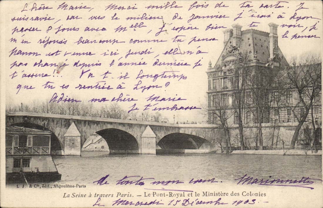 Paris CPA der Seine durch Paris die konigliche Brucke und das Ministerium fur die Kolonien