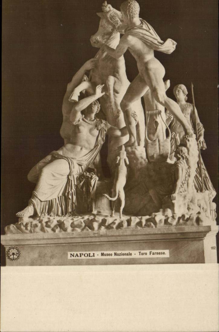 CPA Napoli Museum Nazionale Toro Farnese (bulldozer bull)