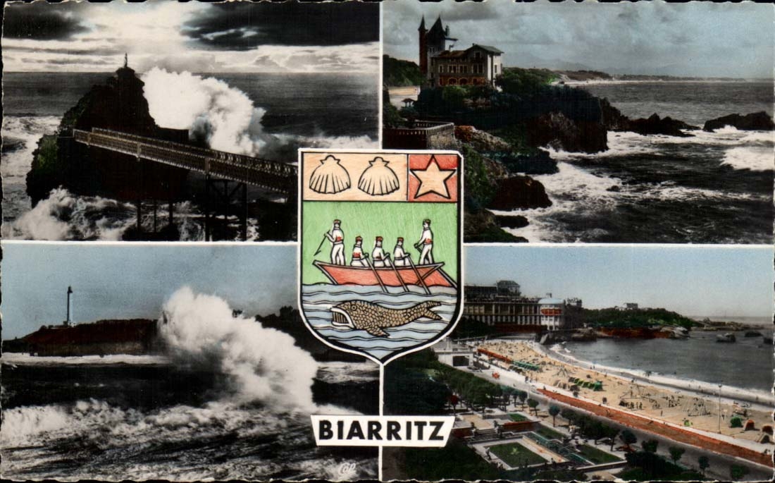 Biarritz CPA Rocher de la vierge Villa Belza Phare Grande plage Lighthouse