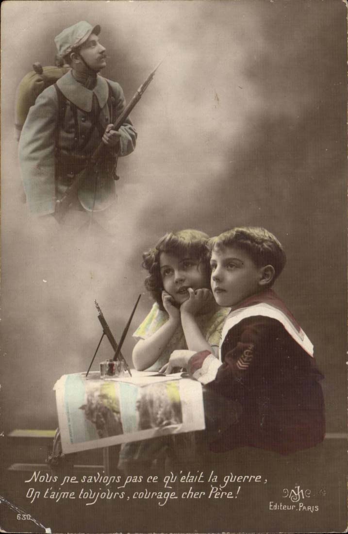 CPA Fantasy Militaria Children