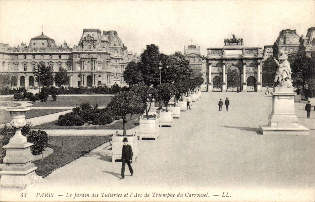 Paris - 1 - Garten von Tileries und Arc de Triomphe von Carneval - der Gaumen - Kind - CPA