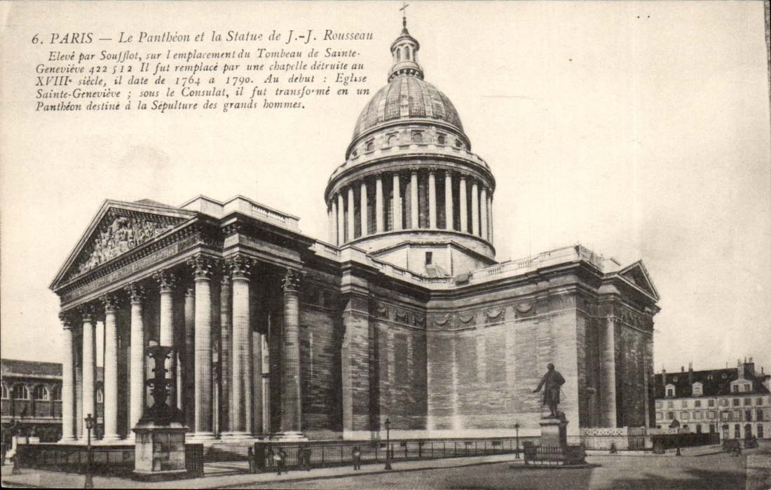 Paris - 5 - the Pantheon and Statue of J J Rousseau - CPA
