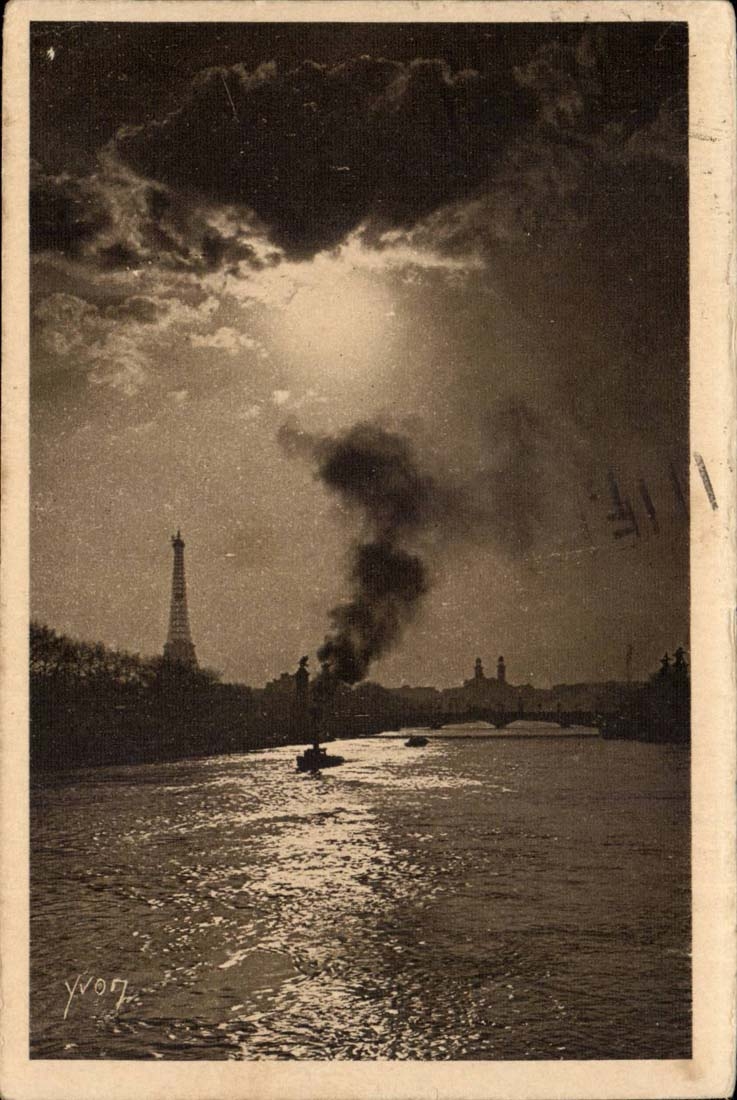 Wetten des Mondscheins CPA auf dem Seine