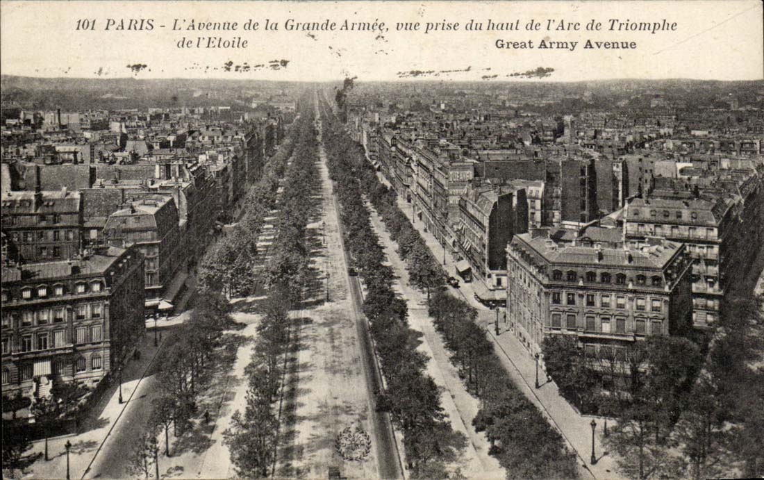 Paris 8 - The Avenue of the Large Army seen from top of Arc de Triomphe - CPA