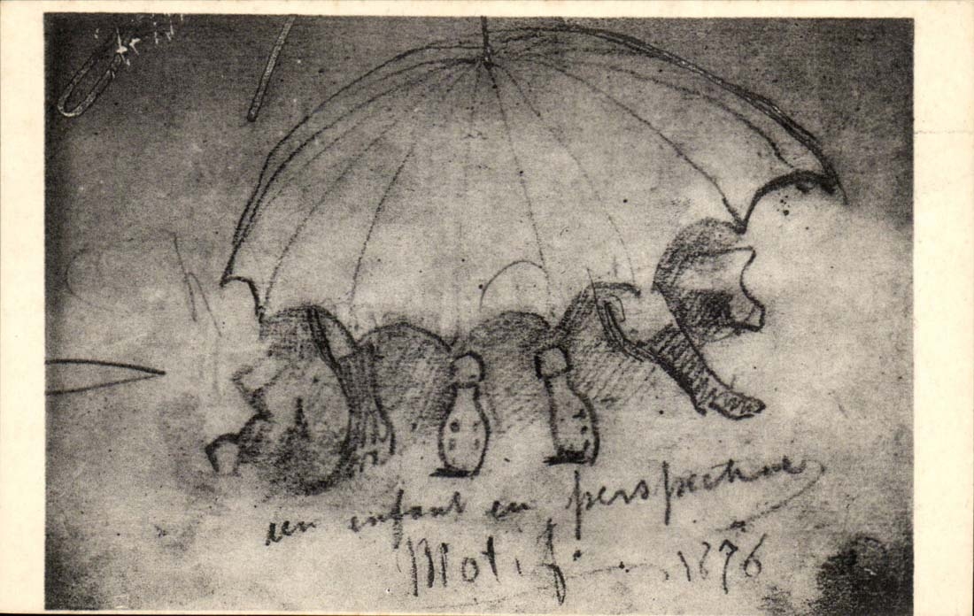 CPA Barbizon pochades des Ganne Gasthauses der Regenschirm der Familien