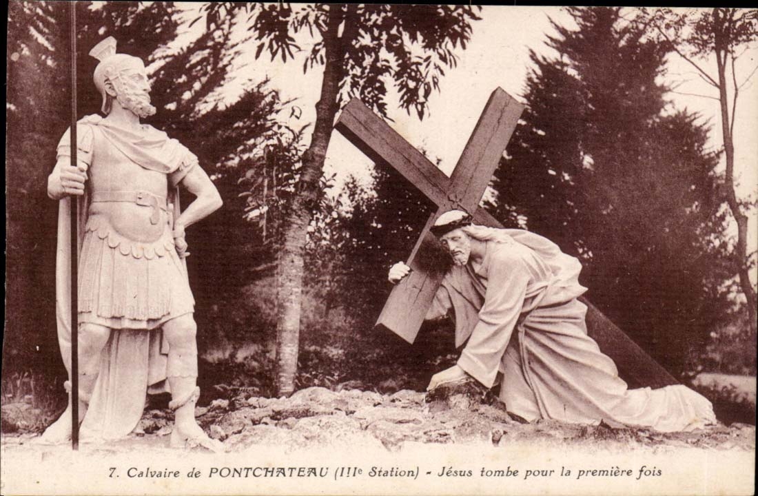 CPA Calvaire of Pontchateau Jesus fall for the first time