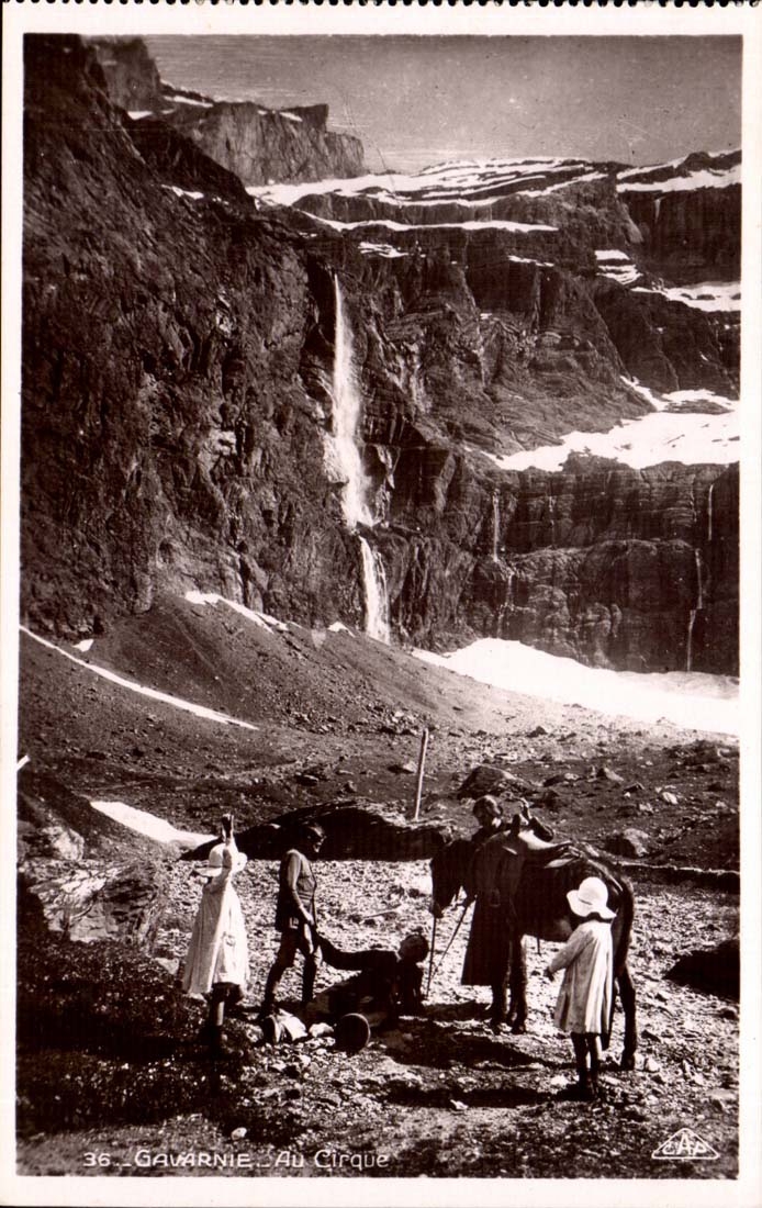 Gavarnie CPA With the circus (ass donkey)