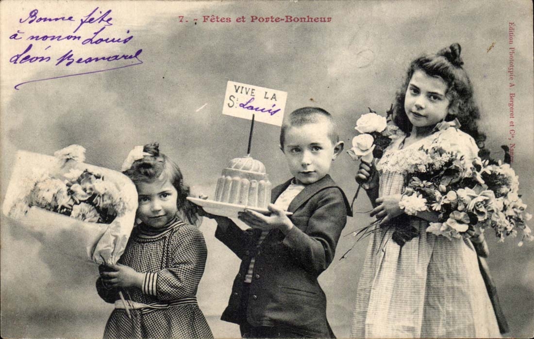 Fantasy - Child - Festivals and Gate Happiness - cake - adorable children with birthday wishes - CPA