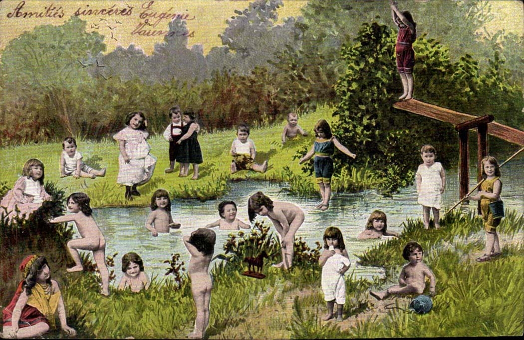 Fantasy - Children - Friendships Sinscere Eugene - children playing At the riverside - CPA