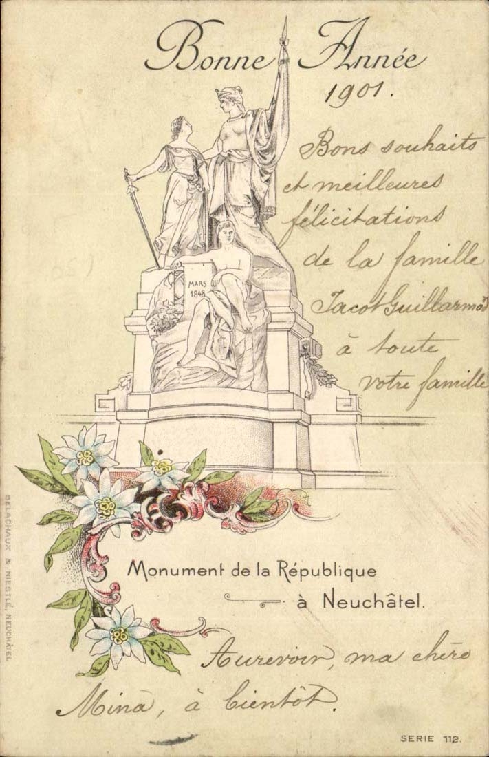 Switzerland - Switzerland - Neuchâtel - Happy New Year 1901 Monument of the Republic has Neuchâtel CPA