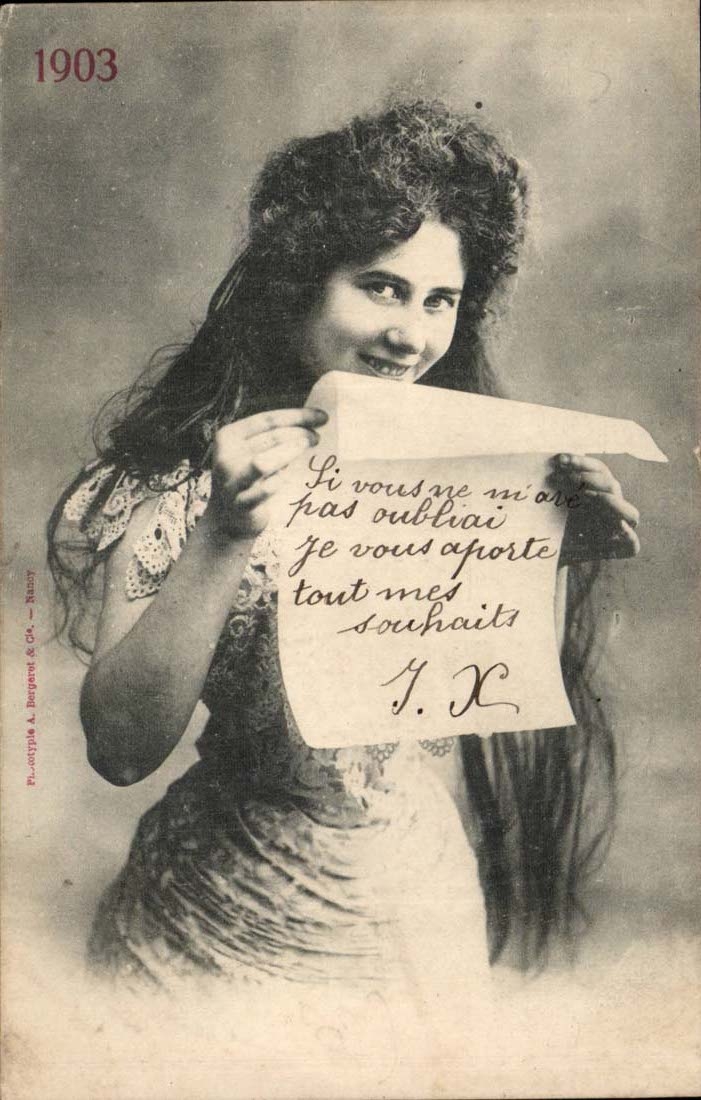 Fantasy - Woman - all my wishes - smiling woman with message - CPA