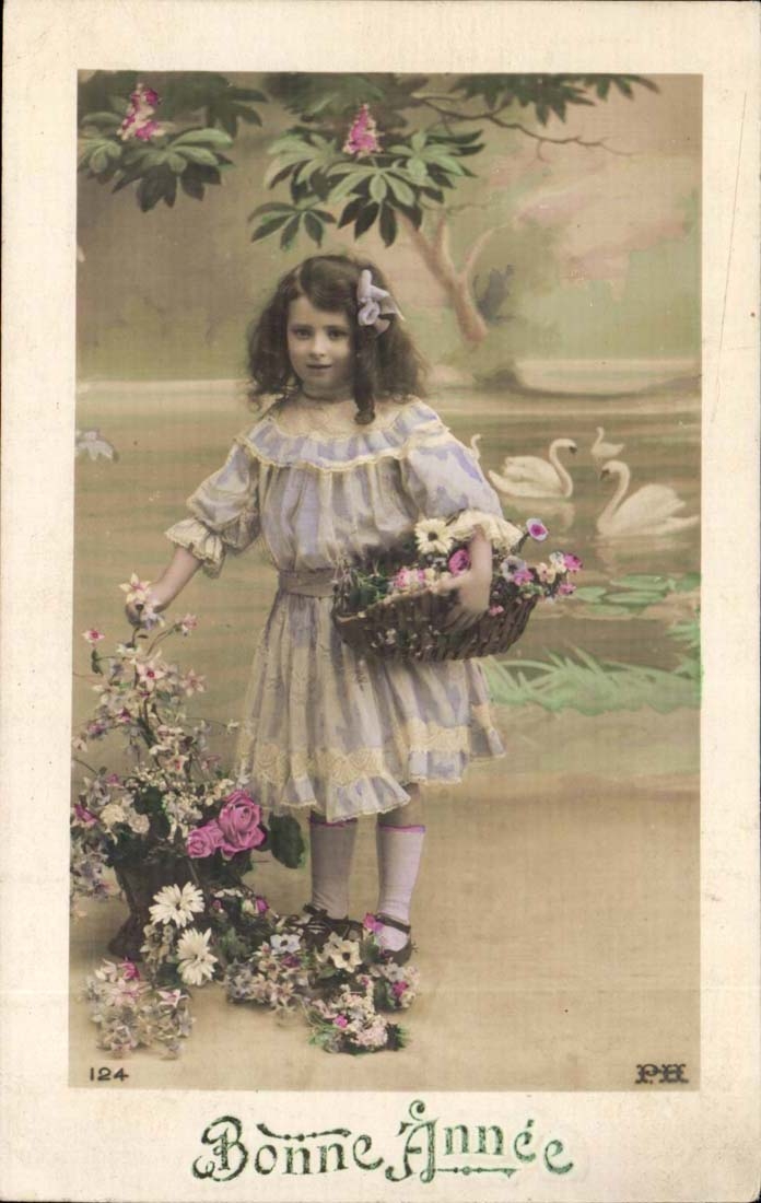 CPA Fantasy Happy New Year child (swans swan)