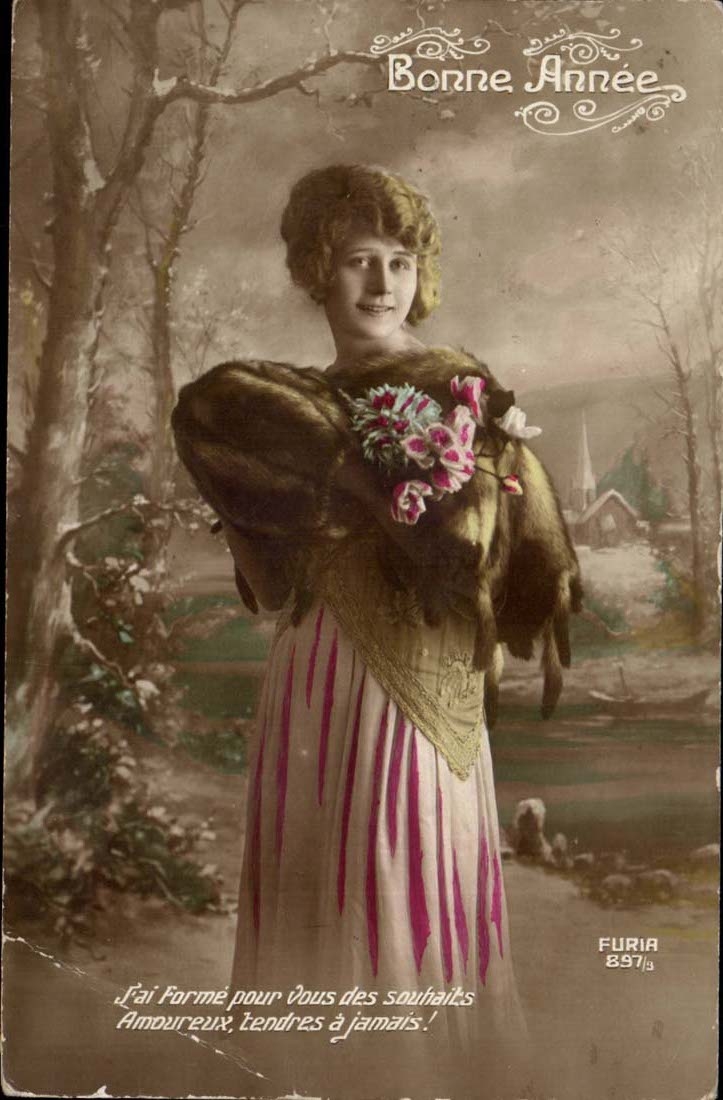 CPA imagination Happy New Year I have form for you forever wishes in love tender Femme