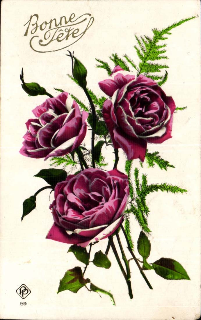 CPA gute Phantasie feiert rosafarbene Blumen