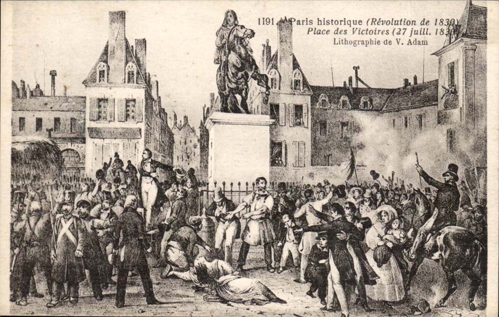 CPA historical History Paris Revoluation of 1830 Place des Victoires