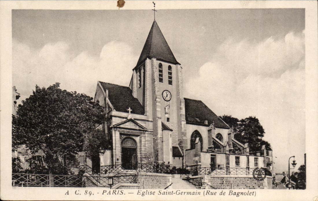 Paris CPA Church Saint Germain (street of Bagnolet) 20th