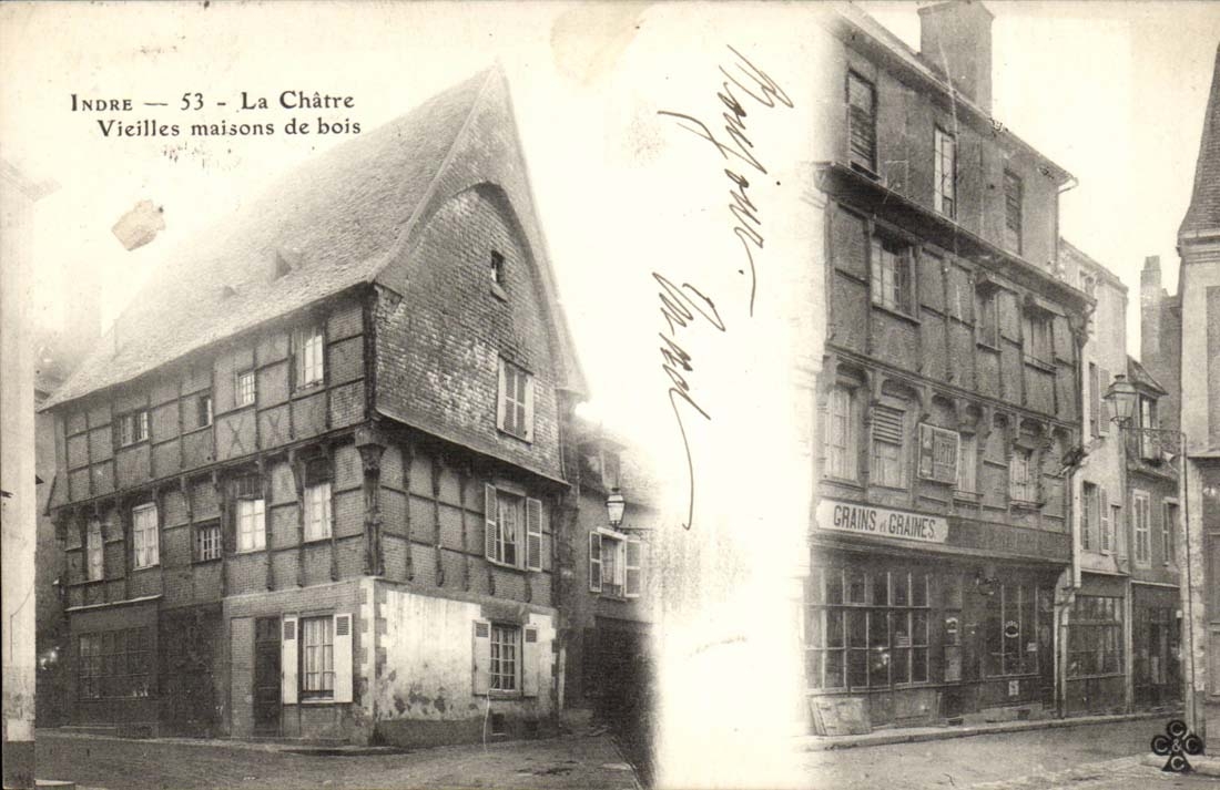 Chatre CPA Old wood houses